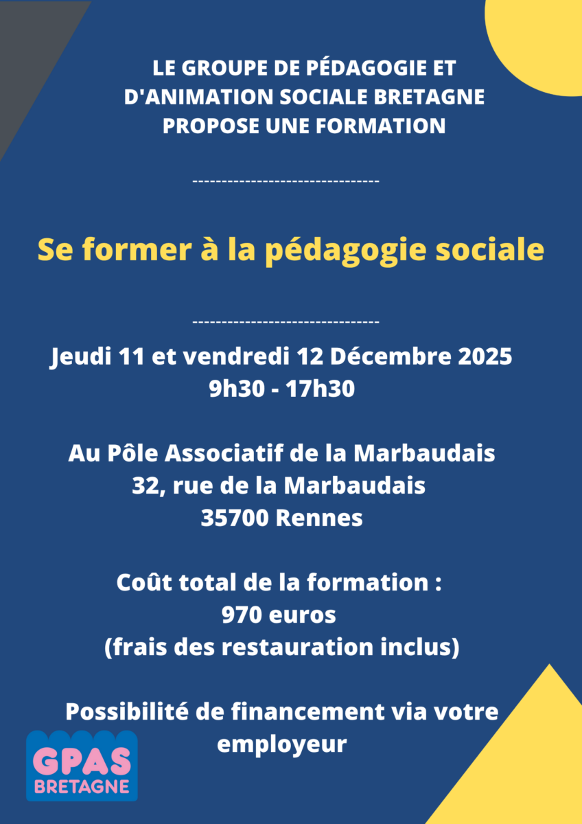 Formation « Se former à la pédagogie sociale » 11 et 12 Décembre 2025