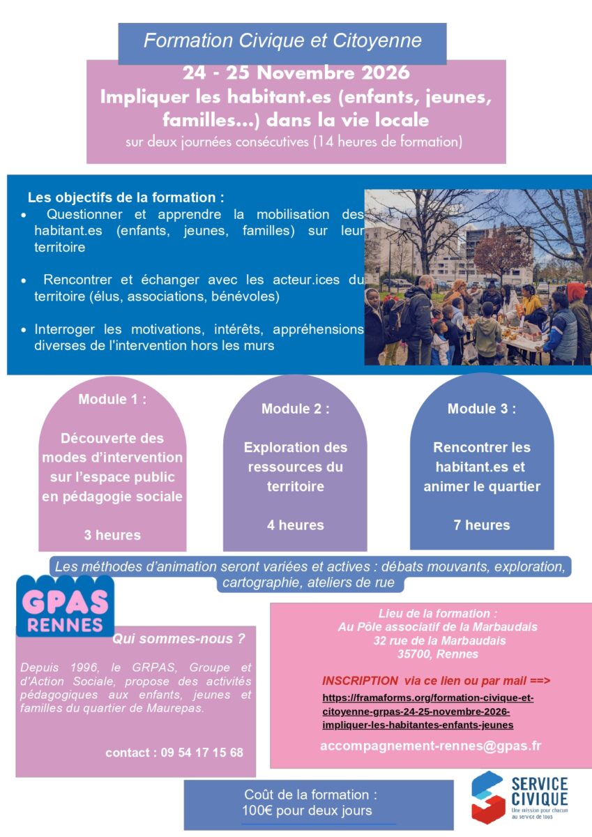 Rennes – Formation Civique et Citoyenne 24 et 25 Novembre 2026