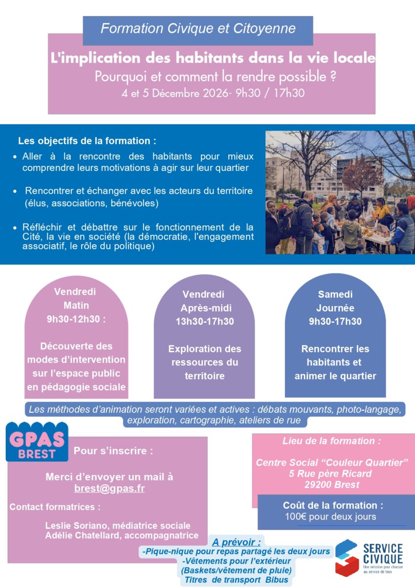 Brest – Formation Civique et Citoyenne 4 et 5 Décembre 2026